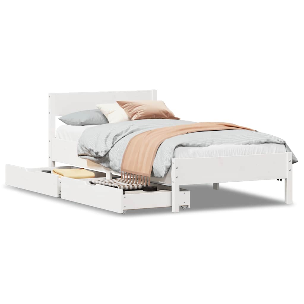Cadre de lit sans matelas blanc 90x200 cm bois de pin massif - XIOS