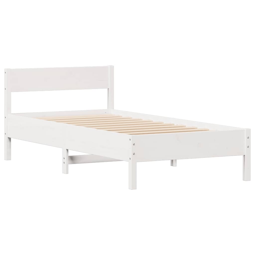 Cadre de lit sans matelas blanc 90x200 cm bois de pin massif - XIOS