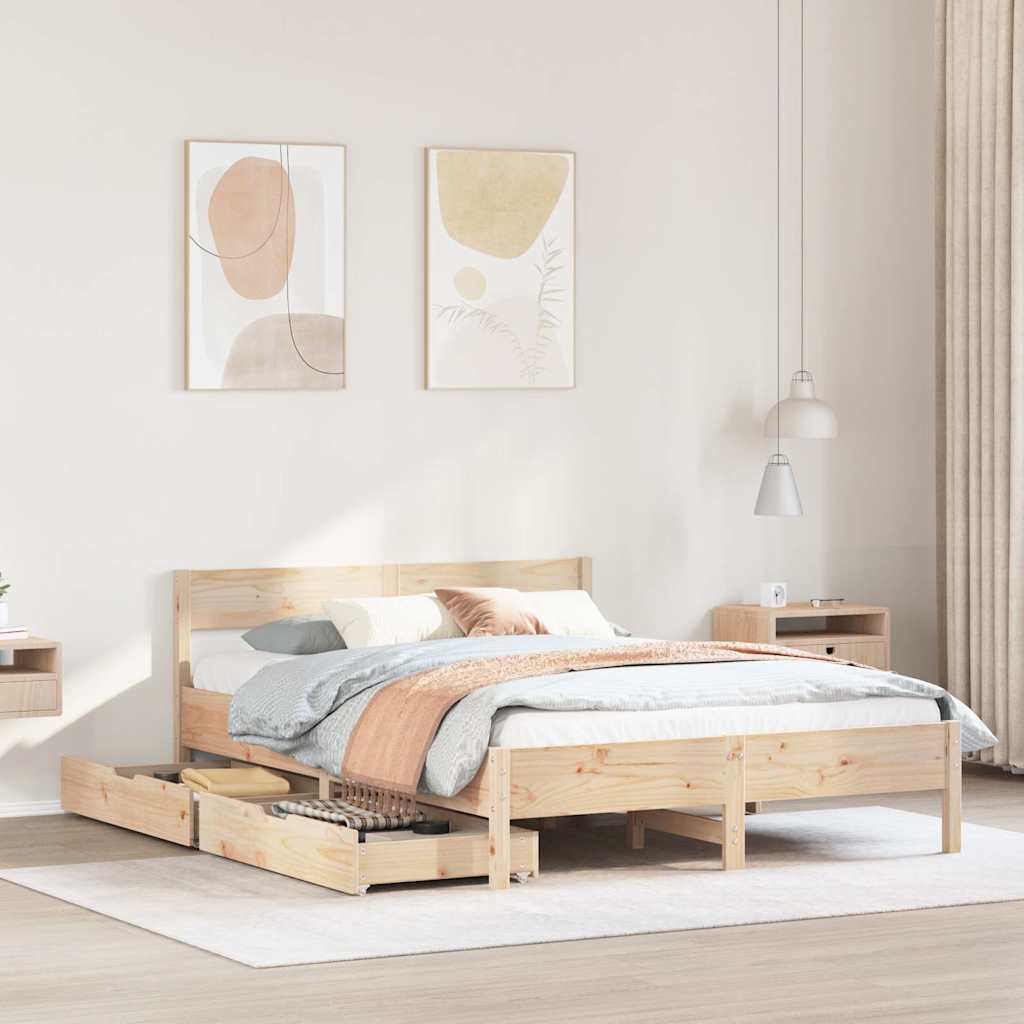 Cadre de lit sans matelas 140x190 cm bois de pin massif - XIOS