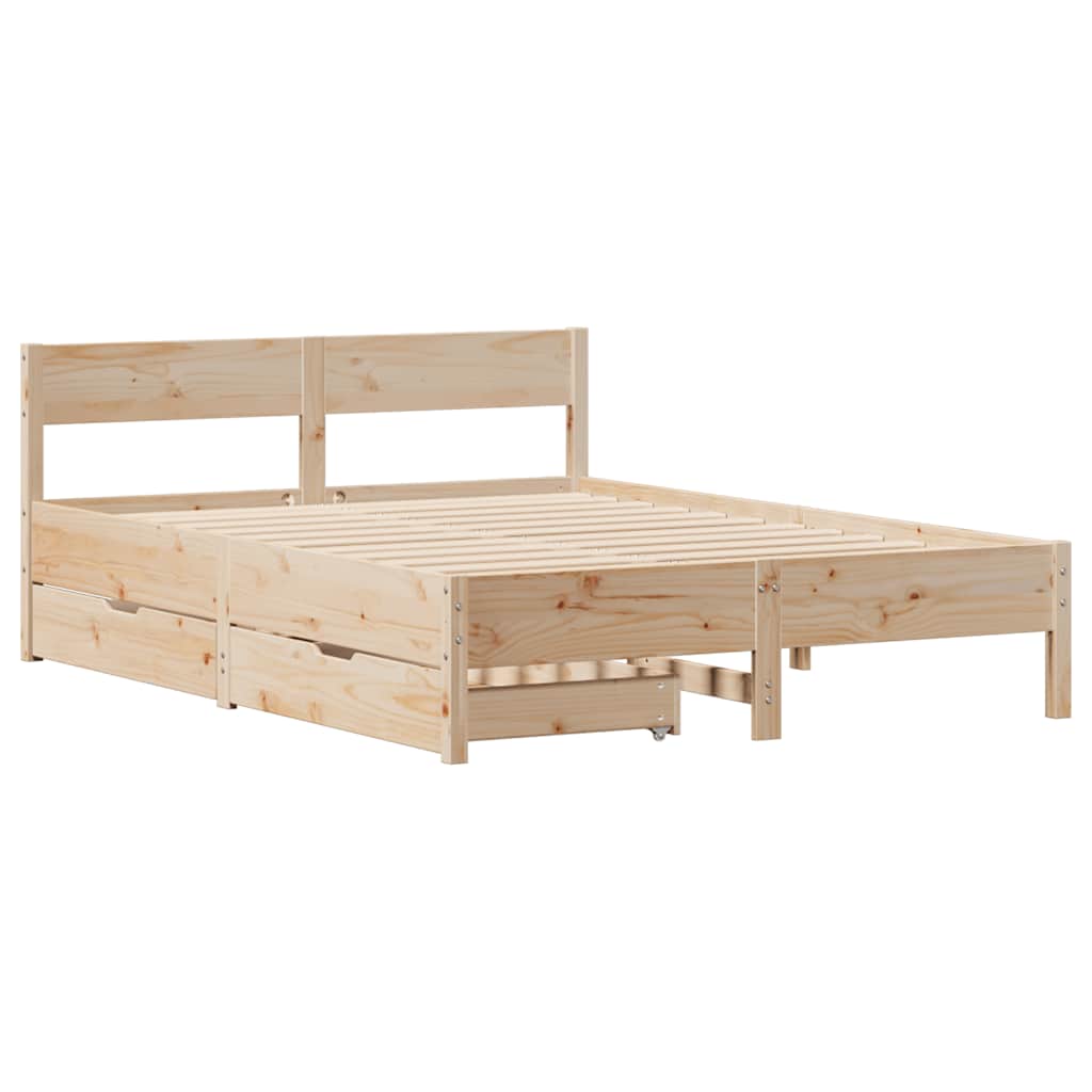 Cadre de lit sans matelas 135x190 cm bois de pin massif - XIOS