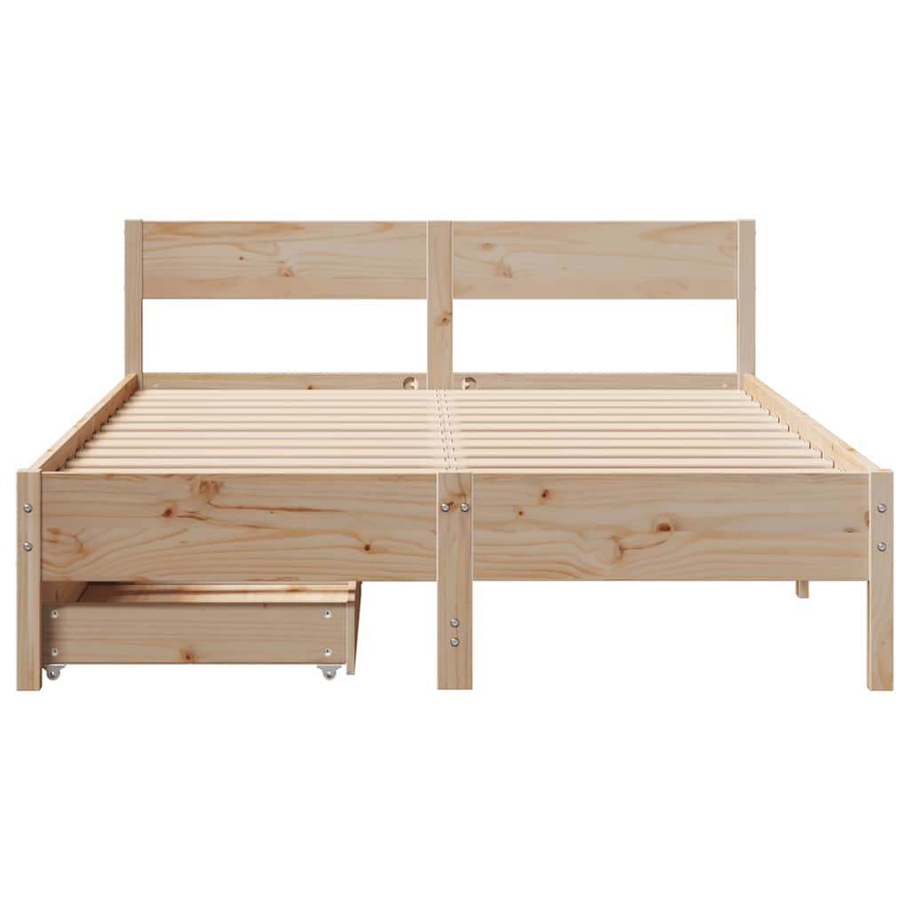 Cadre de lit sans matelas 135x190 cm bois de pin massif - XIOS