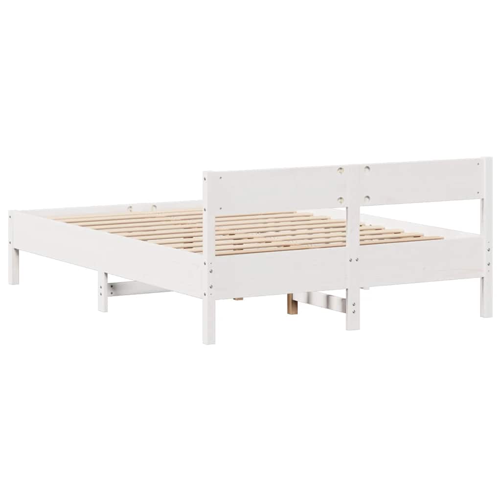 Cadre de lit sans matelas blanc 135x190 cm bois de pin massif