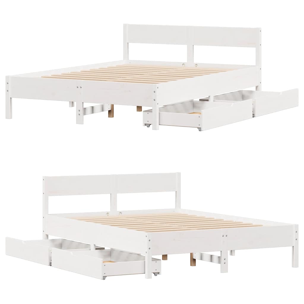 Cadre de lit sans matelas blanc 135x190 cm bois de pin massif
