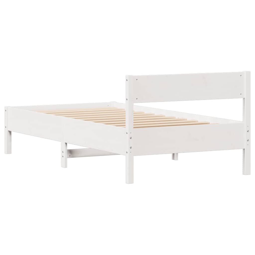 Cadre de lit sans matelas blanc 90x190 cm bois de pin massif - XIOS