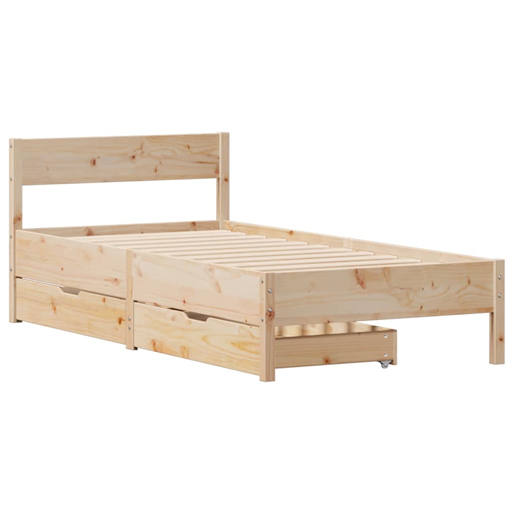 Cadre de lit sans matelas 75x190 cm bois de pin massif - XIOS