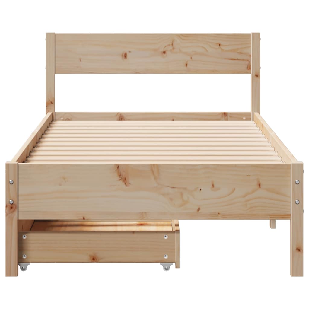 Cadre de lit sans matelas 75x190 cm bois de pin massif - XIOS