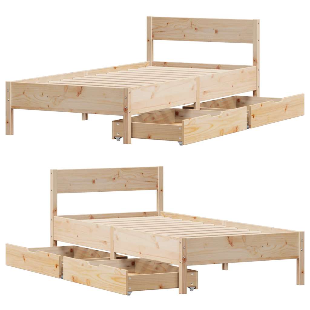 Cadre de lit sans matelas 75x190 cm bois de pin massif - XIOS