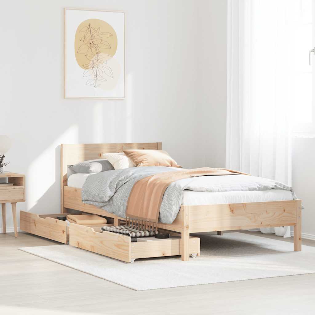 Cadre de lit sans matelas 75x190 cm bois de pin massif - XIOS