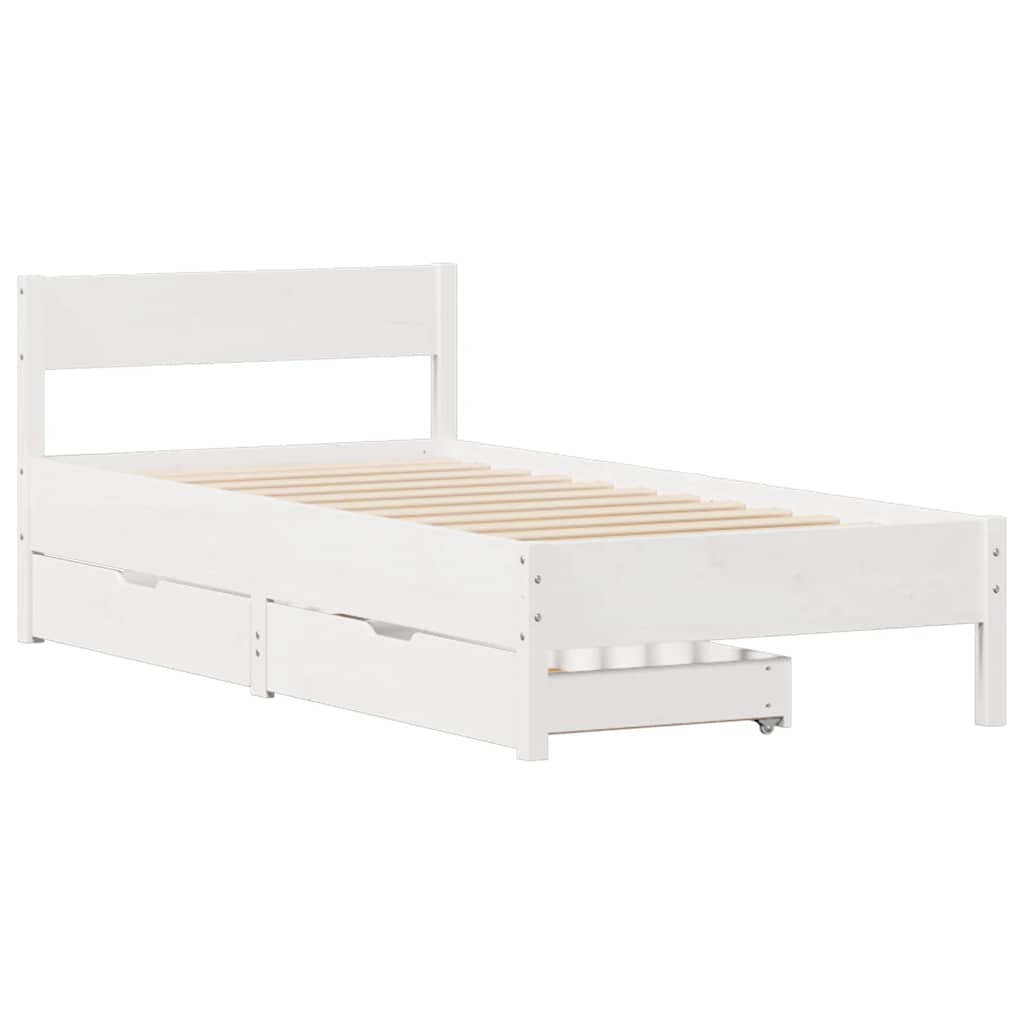 Cadre de lit sans matelas blanc 75x190 cm bois de pin massif - XIOS