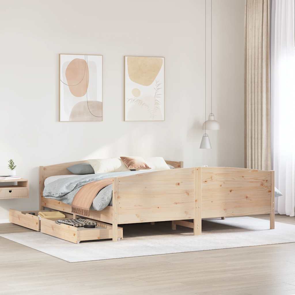Cadre de lit sans matelas 200x200 cm bois massif de pin - XIOS