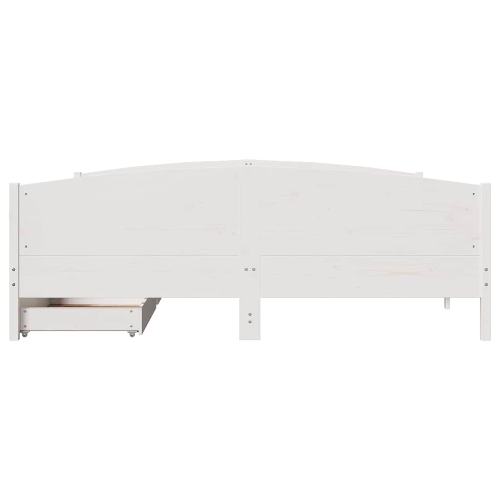 Cadre de lit sans matelas blanc 200x200 cm bois massif de pin - XIOS