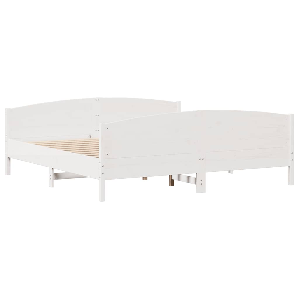 Cadre de lit sans matelas blanc 200x200 cm bois massif de pin - XIOS