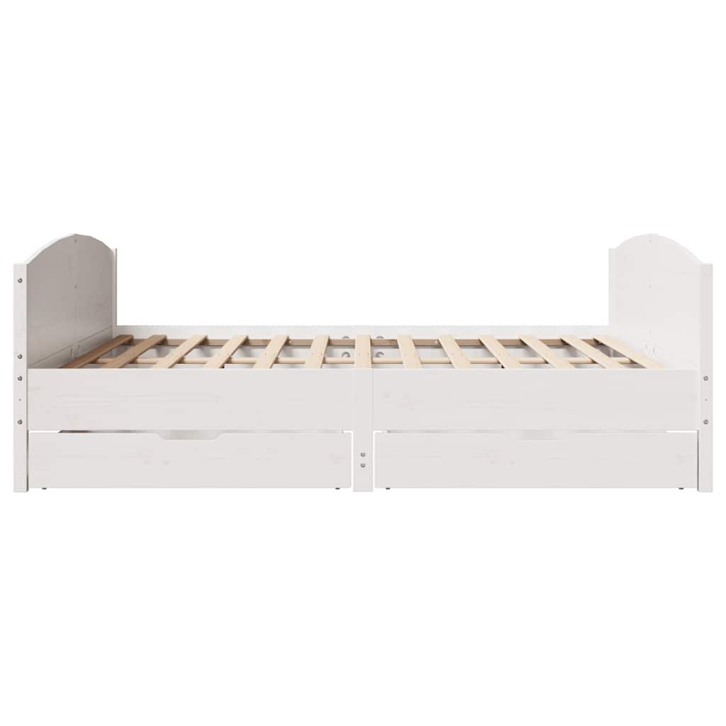 Cadre de lit sans matelas blanc 200x200 cm bois massif de pin - XIOS