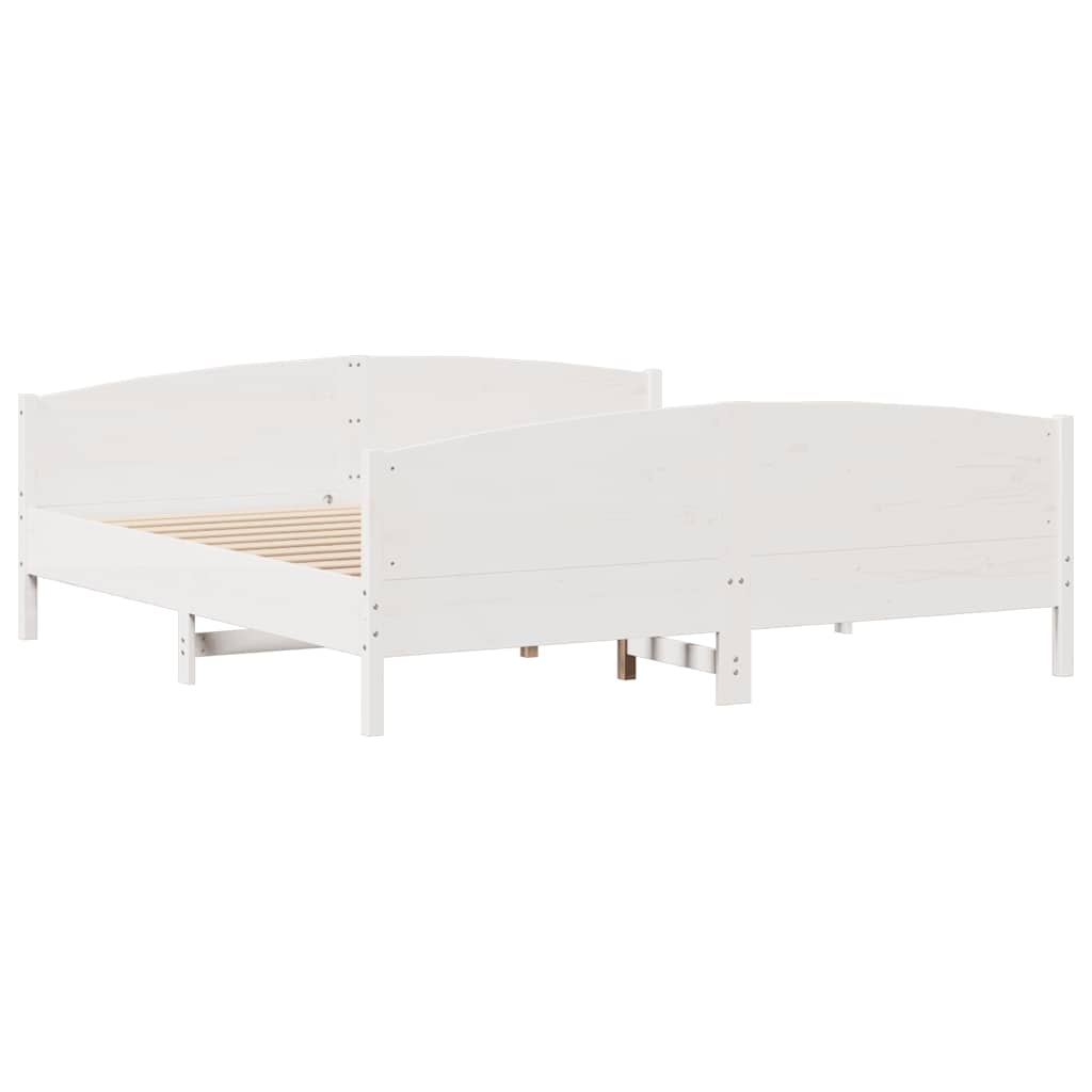 Cadre de lit sans matelas blanc 200x200 cm bois massif de pin - XIOS