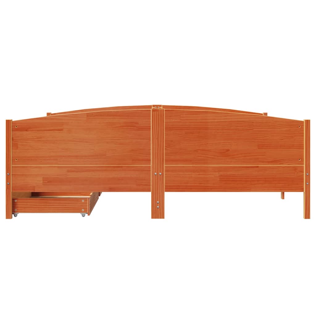 Cadre de lit sans matelas cire marron 200x200cm bois pin massif - XIOS