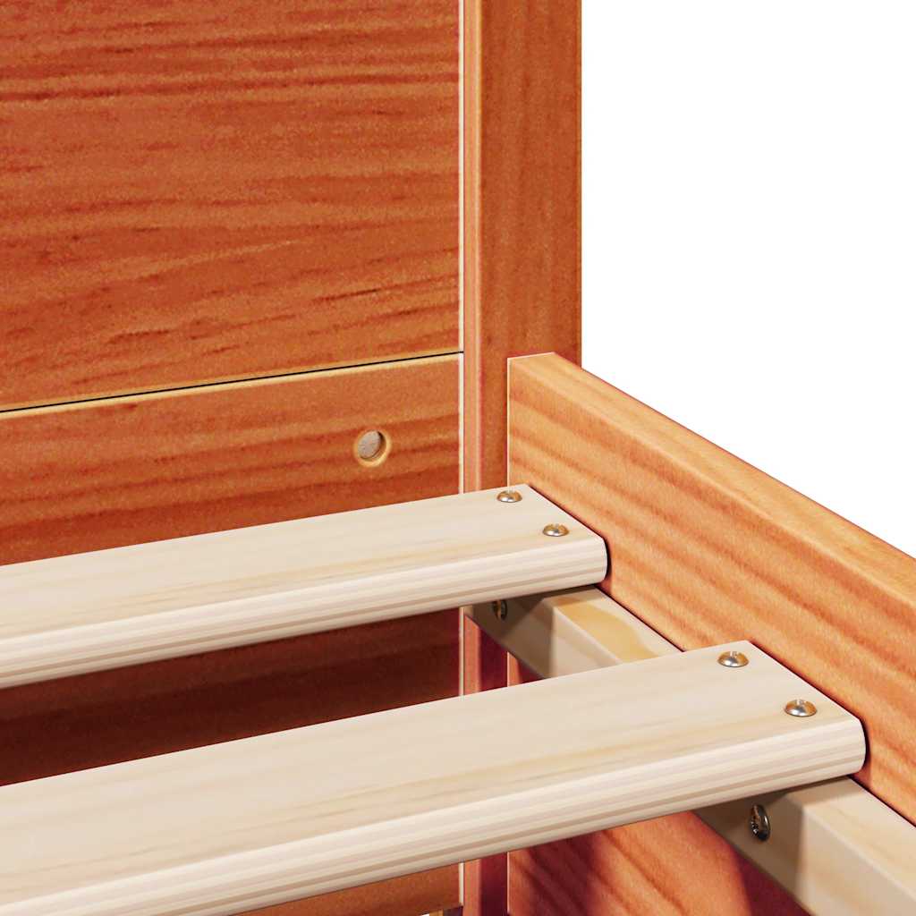 Cadre de lit sans matelas cire marron 200x200cm bois pin massif - XIOS
