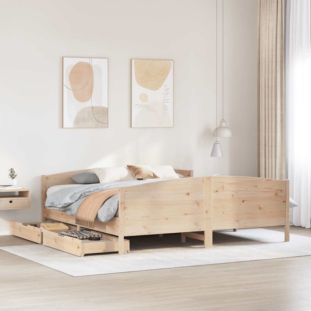 Cadre de lit sans matelas 180x200 cm bois massif de pin - XIOS