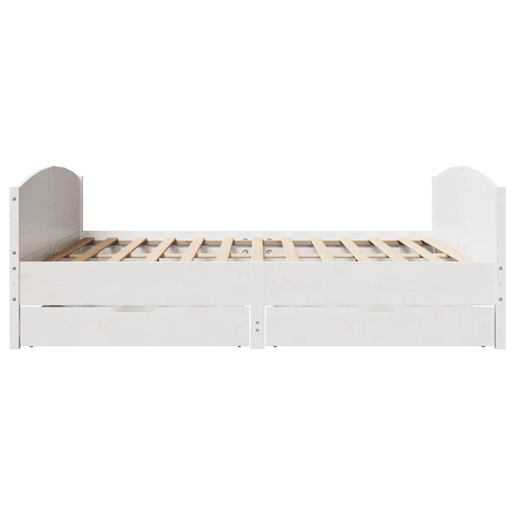 Cadre de lit sans matelas blanc 180x200 cm bois massif de pin - XIOS