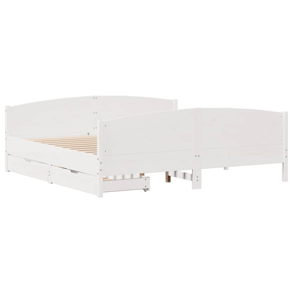 Cadre de lit sans matelas blanc 160x200 cm bois de pin massif - XIOS