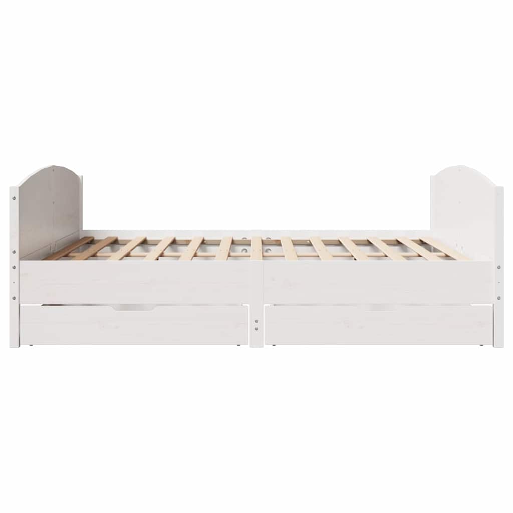 Cadre de lit sans matelas blanc 160x200 cm bois de pin massif - XIOS