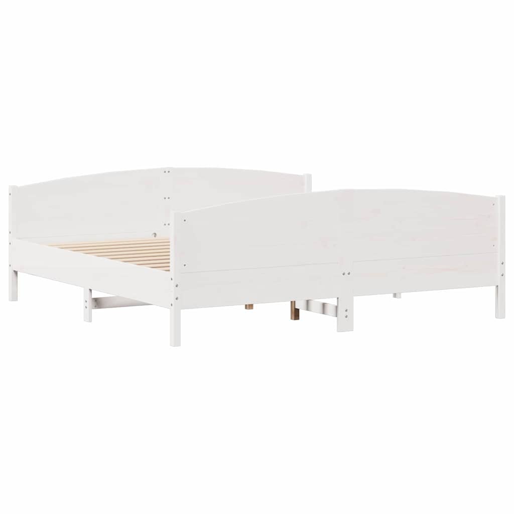 Cadre de lit sans matelas blanc 160x200 cm bois de pin massif - XIOS