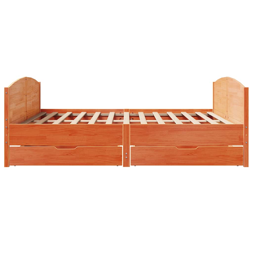 Cadre de lit sans matelas cire marron 160x200cm bois pin massif - XIOS