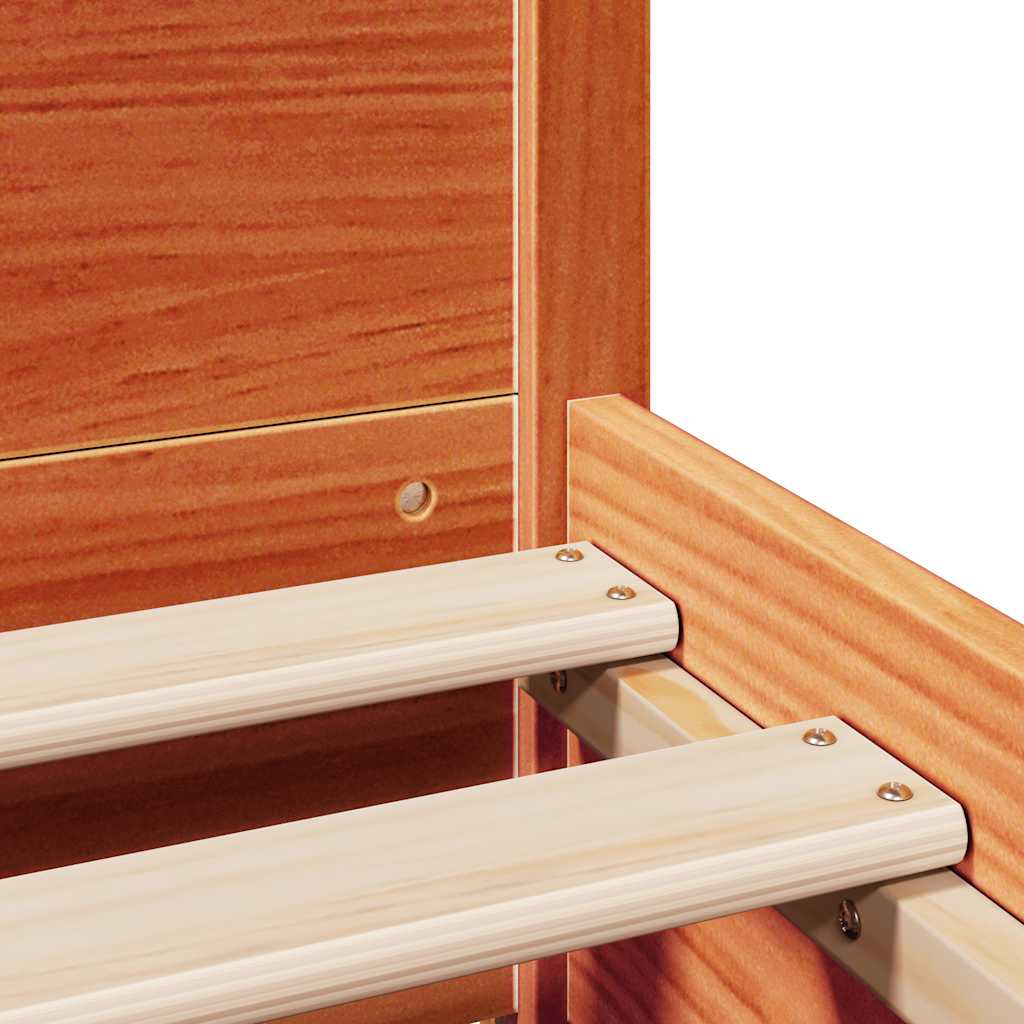 Cadre de lit sans matelas cire marron 160x200cm bois pin massif - XIOS