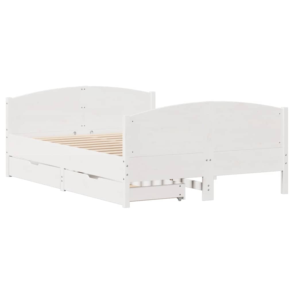Cadre de lit sans matelas blanc 150x200 cm bois de pin massif - XIOS