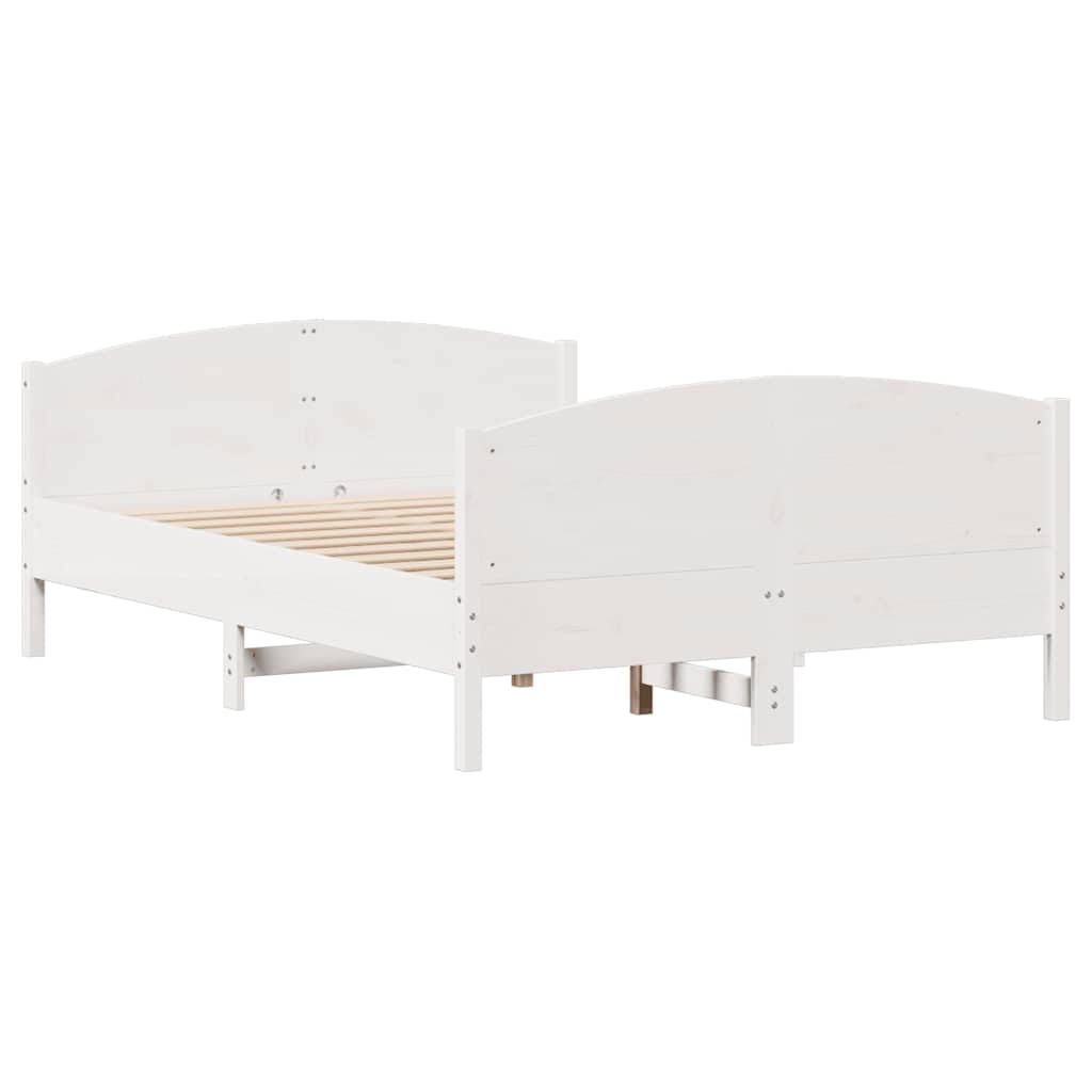 Cadre de lit sans matelas blanc 150x200 cm bois de pin massif - XIOS