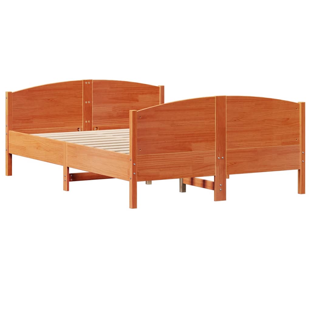 Cadre de lit sans matelas cire marron 150x200cm bois pin massif - XIOS