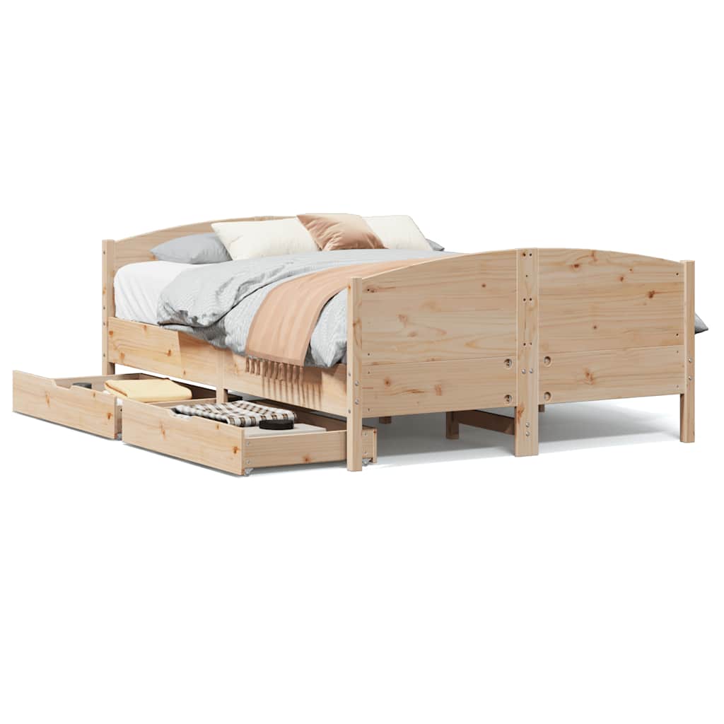 Cadre de lit sans matelas 140x200 cm bois massif de pin - XIOS