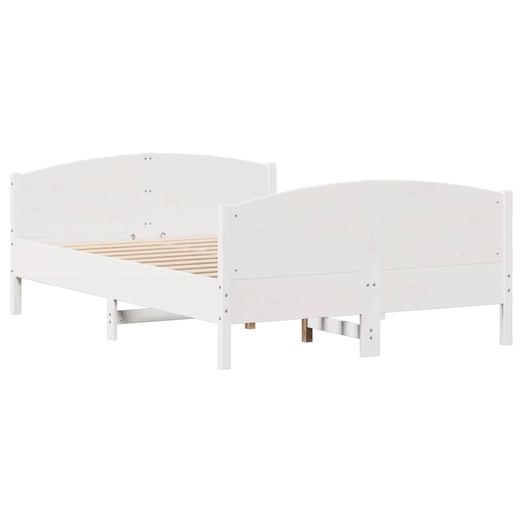 Cadre de lit sans matelas blanc 140x200 cm bois de pin massif - XIOS