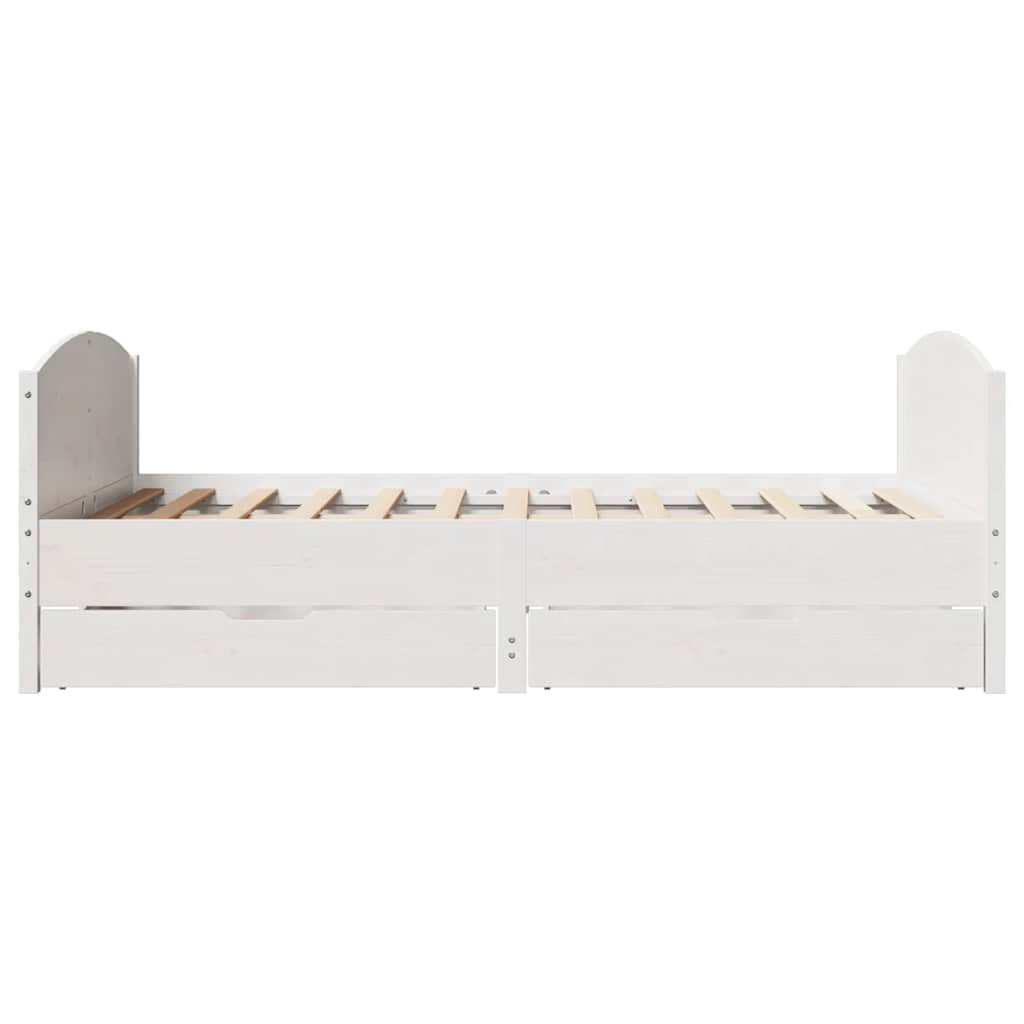 Cadre de lit sans matelas blanc 140x200 cm bois de pin massif - XIOS