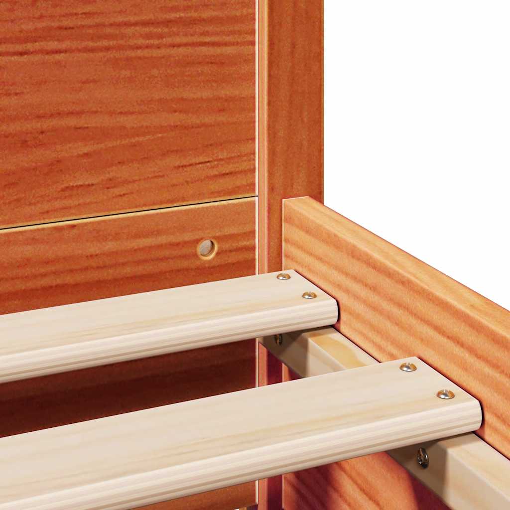 Cadre de lit sans matelas cire marron 140x200cm bois pin massif - XIOS