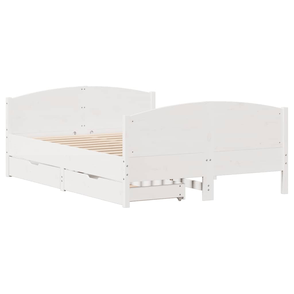 Cadre de lit sans matelas blanc 120x200 cm bois de pin massif - XIOS