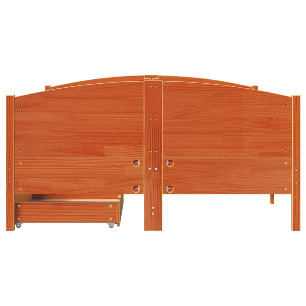 Cadre de lit sans matelas cire marron 120x200cm bois pin massif - XIOS