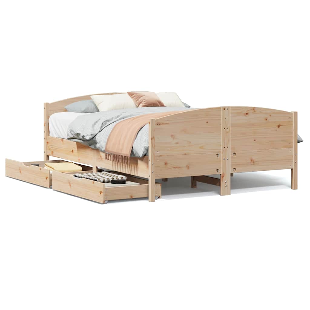Cadre de lit sans matelas 140x190 cm bois de pin massif - XIOS