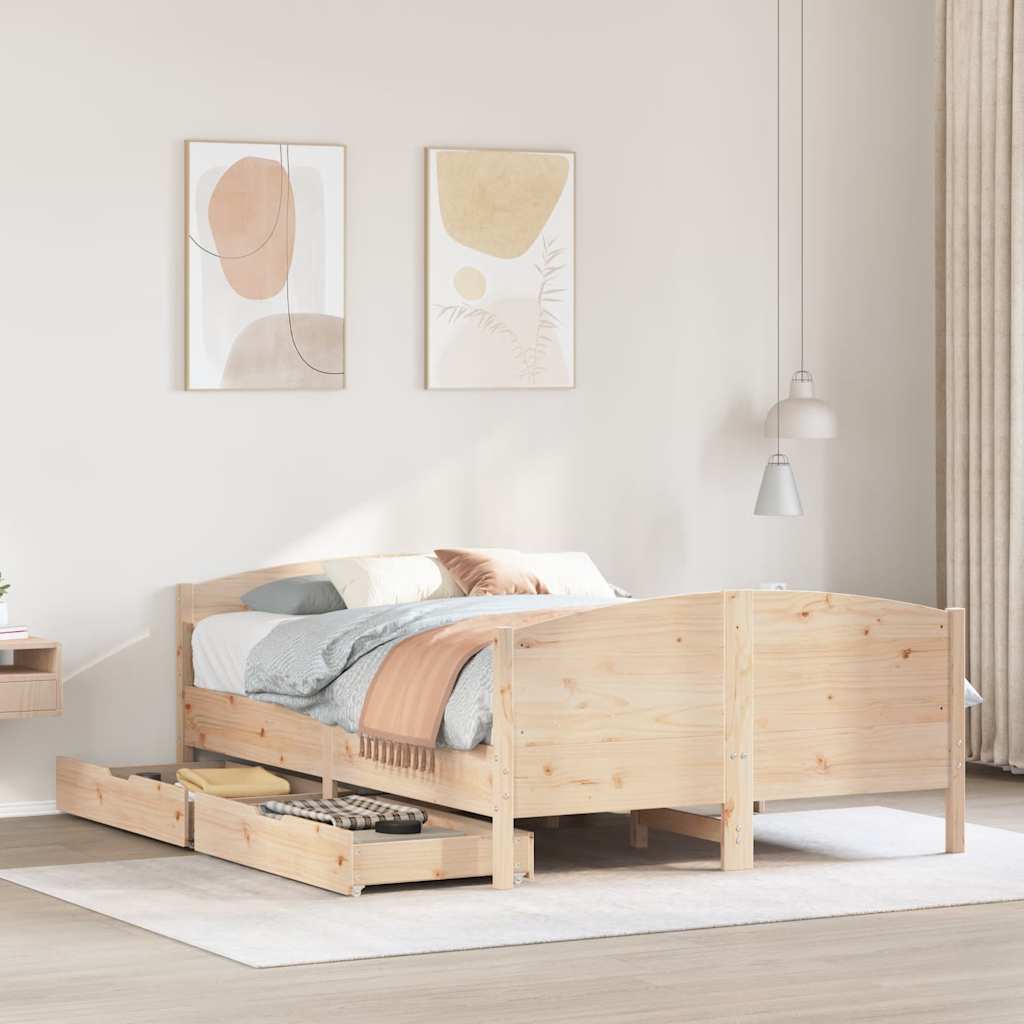 Cadre de lit sans matelas 140x190 cm bois de pin massif - XIOS