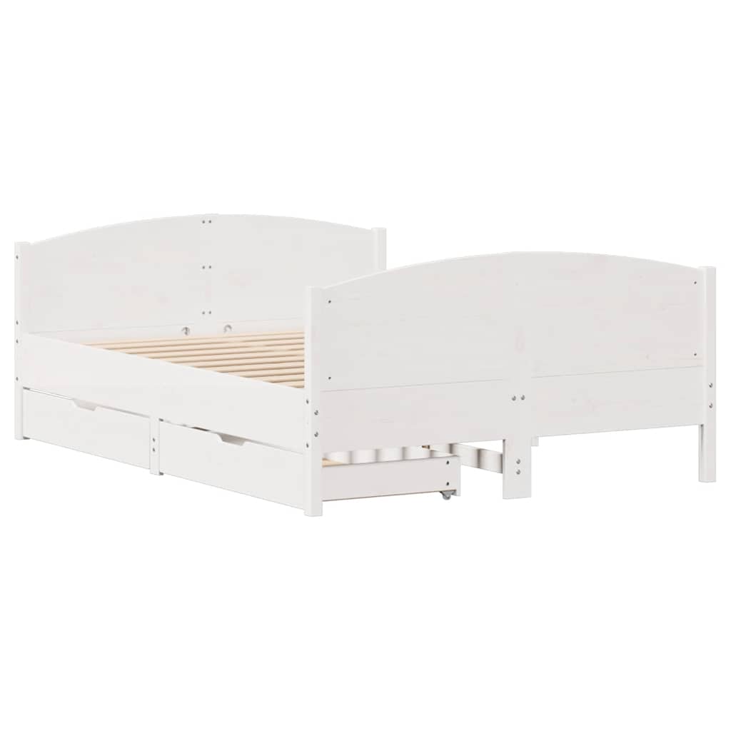 Cadre de lit sans matelas blanc 140x190 cm bois de pin massif - XIOS