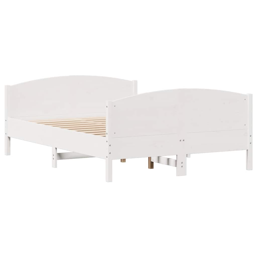 Cadre de lit sans matelas blanc 140x190 cm bois de pin massif - XIOS