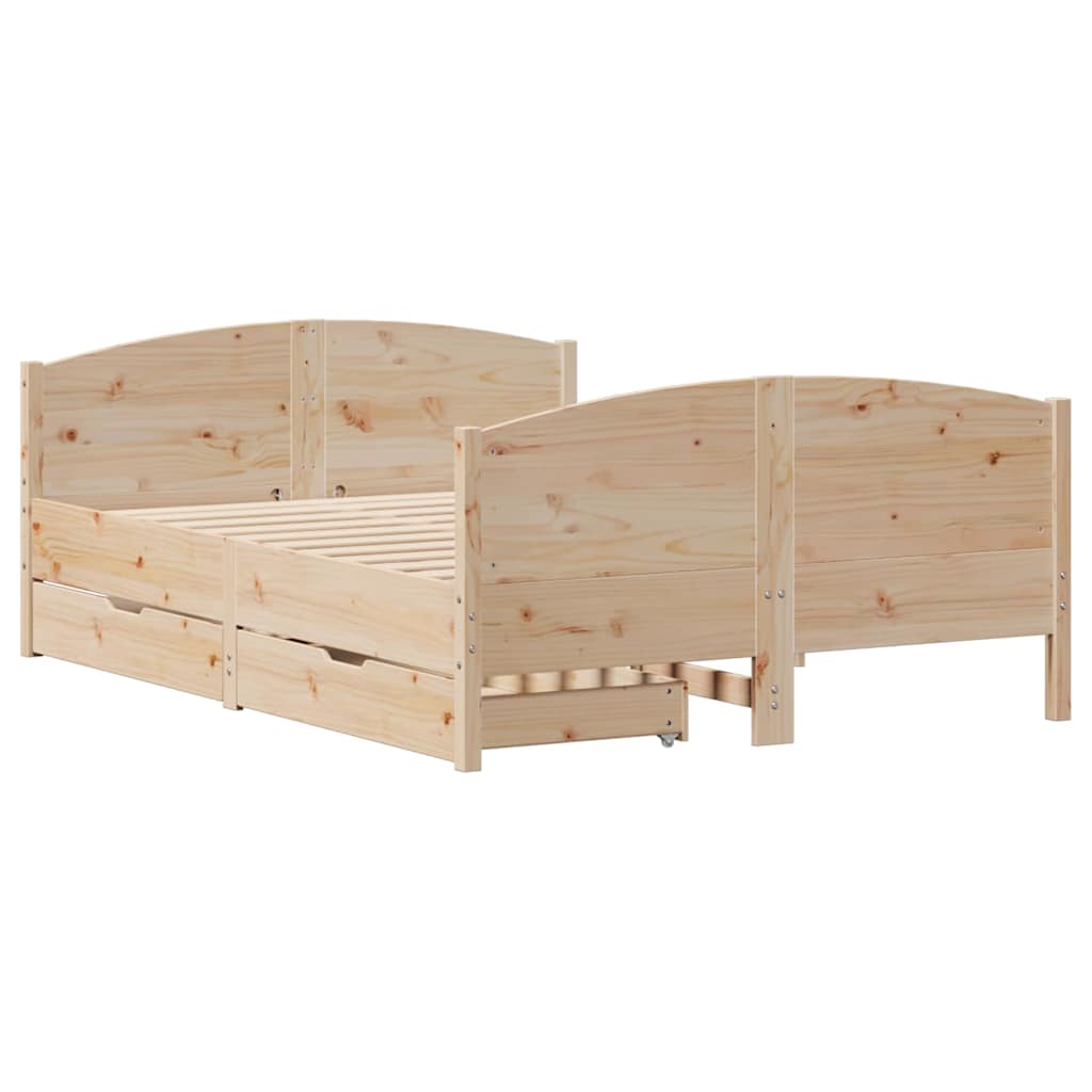 Cadre de lit sans matelas 135x190 cm bois de pin massif - XIOS