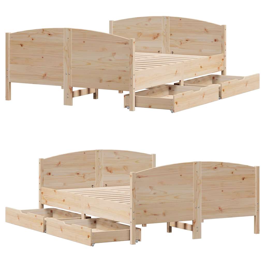 Cadre de lit sans matelas 135x190 cm bois de pin massif - XIOS