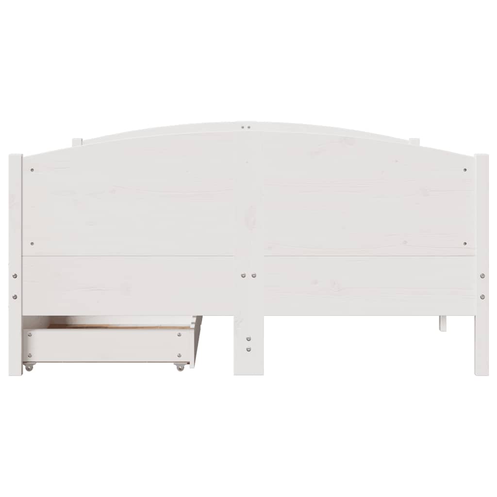 Cadre de lit sans matelas blanc 135x190 cm bois de pin massif - XIOS