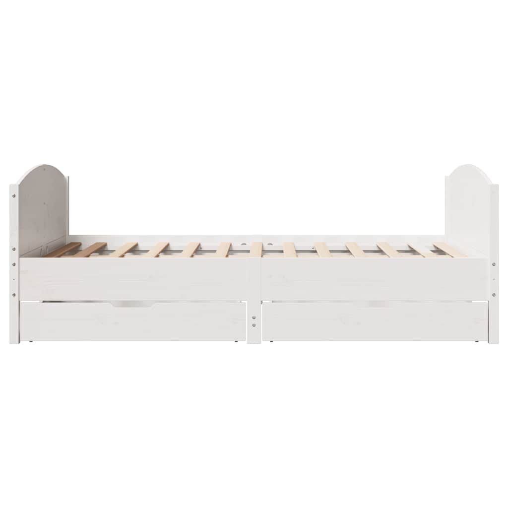 Cadre de lit sans matelas blanc 135x190 cm bois de pin massif - XIOS