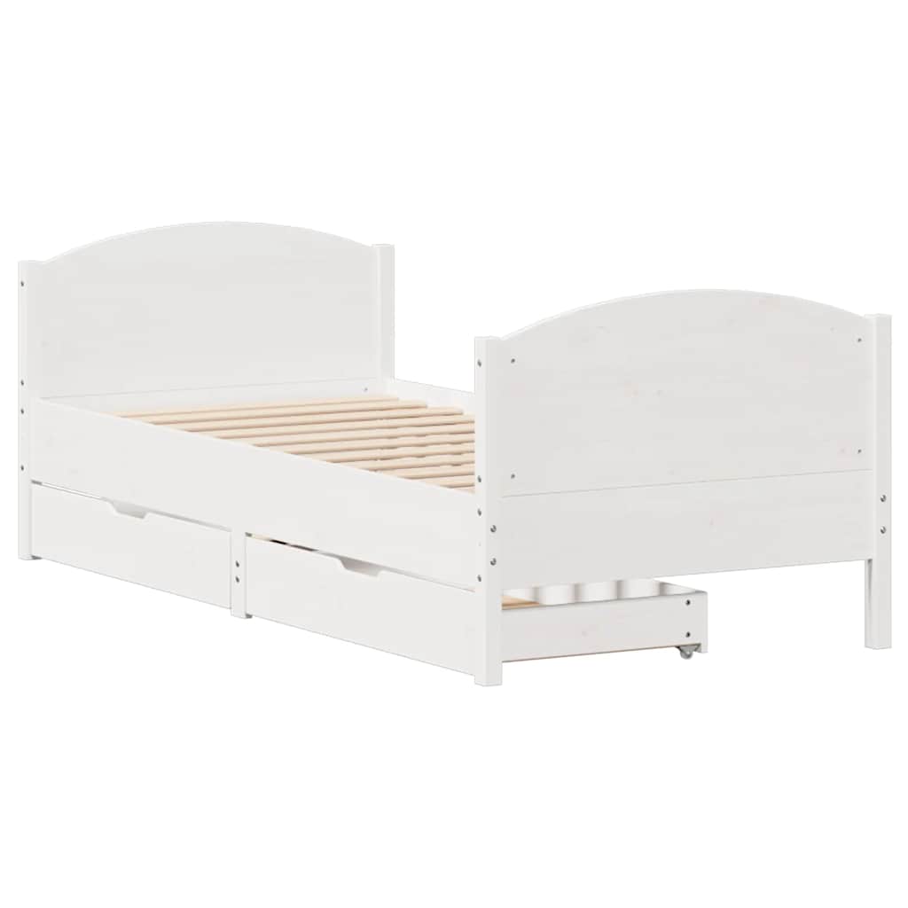 Cadre de lit sans matelas blanc 90x200 cm bois de pin massif - XIOS