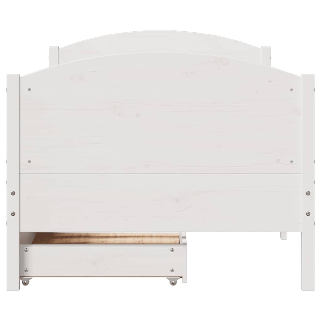 Cadre de lit sans matelas blanc 90x200 cm bois de pin massif - XIOS