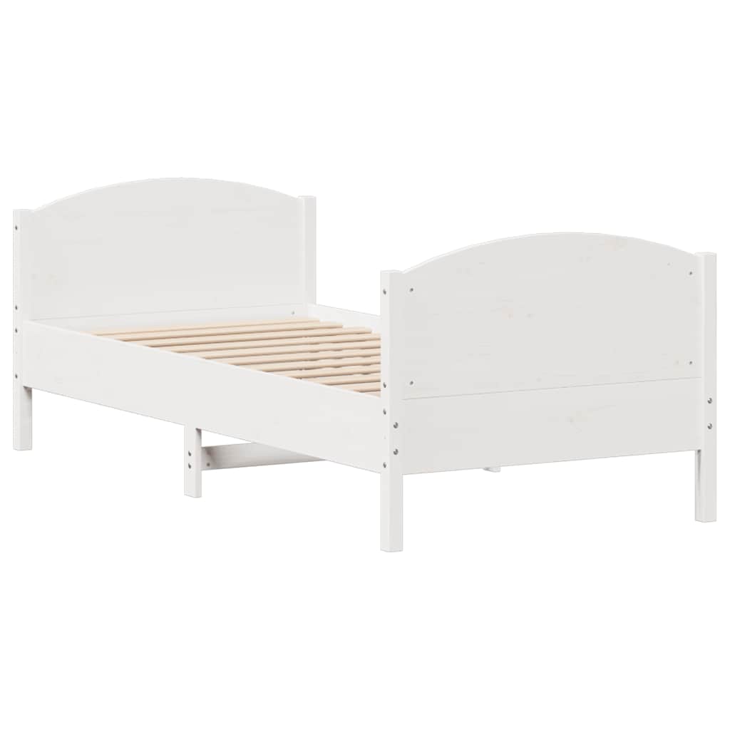 Cadre de lit sans matelas blanc 90x200 cm bois de pin massif - XIOS