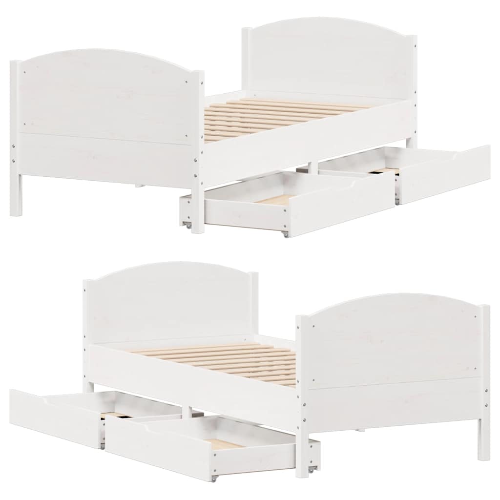Cadre de lit sans matelas blanc 90x200 cm bois de pin massif - XIOS
