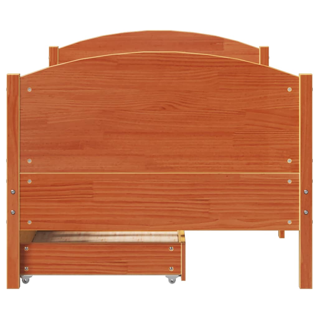 Cadre de lit sans matelas cire marron 90x200 cm bois pin massif - XIOS