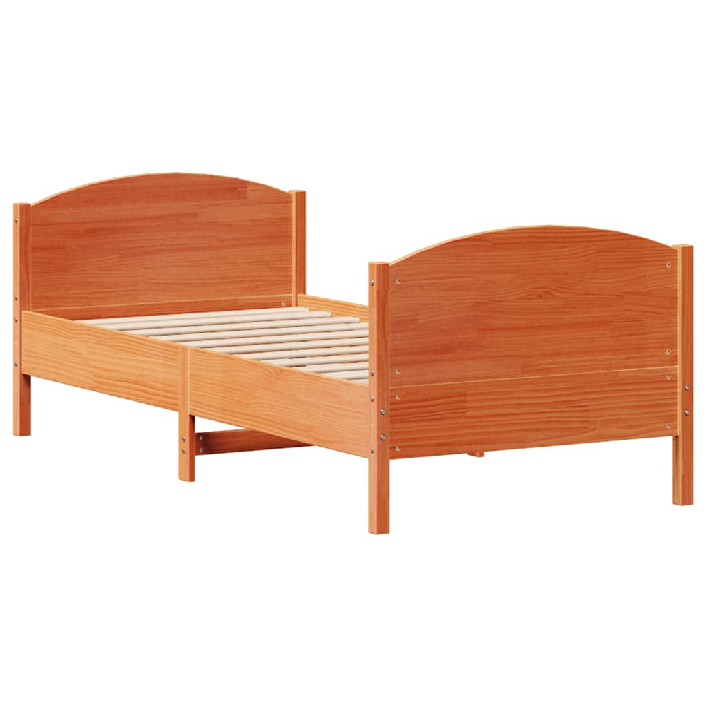 Cadre de lit sans matelas cire marron 90x200 cm bois pin massif - XIOS